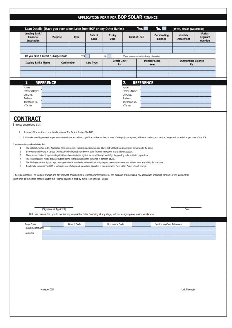 Solar Scheme Finance Application Form