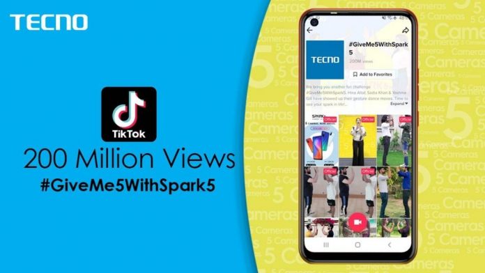 TECNO #GiveMe5WithSpark5 Breaks all Records on TikTok