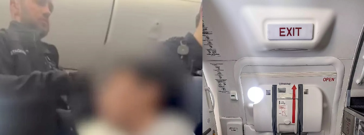 Passengers restraining individual during mid-flight incident on All Nippon Airways Flight NH114